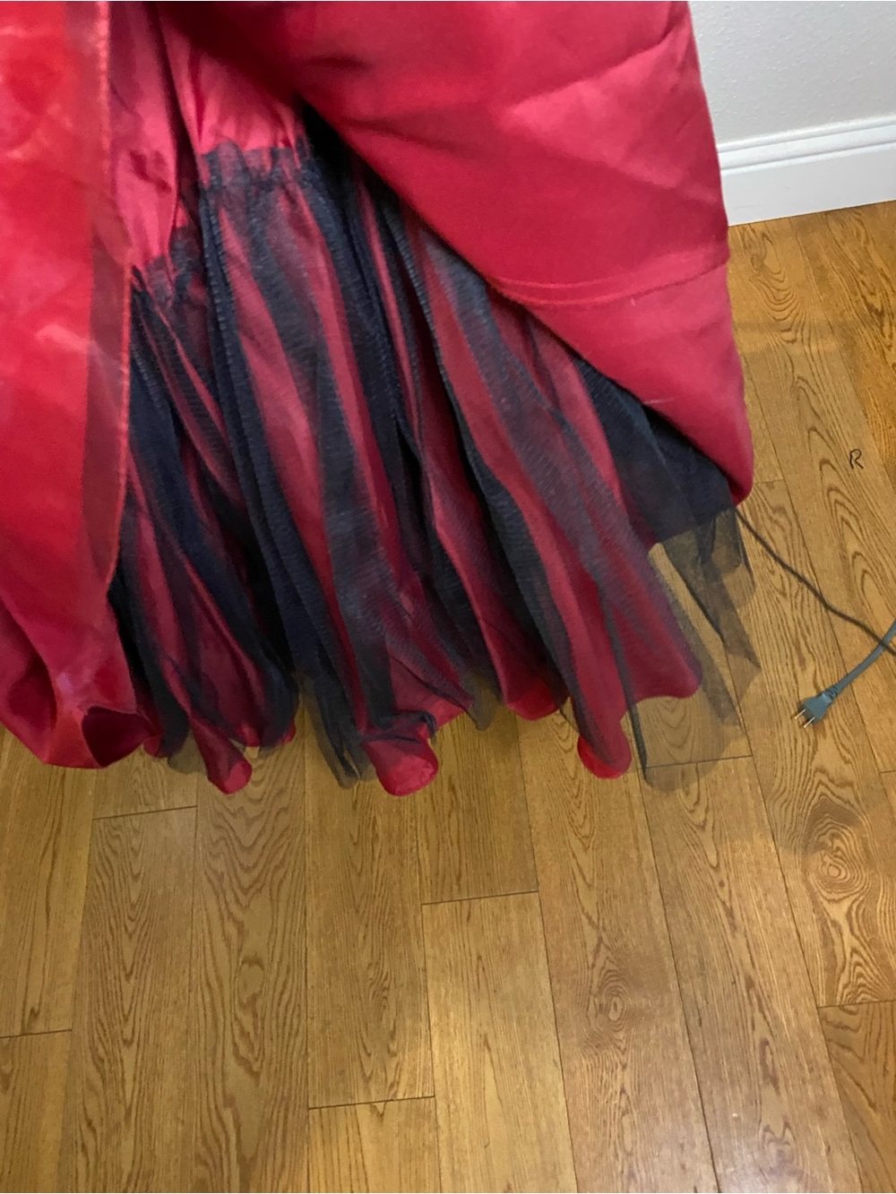 David's Bridal Strapless Satin Gown in Deep Red - Picture 9 of 11